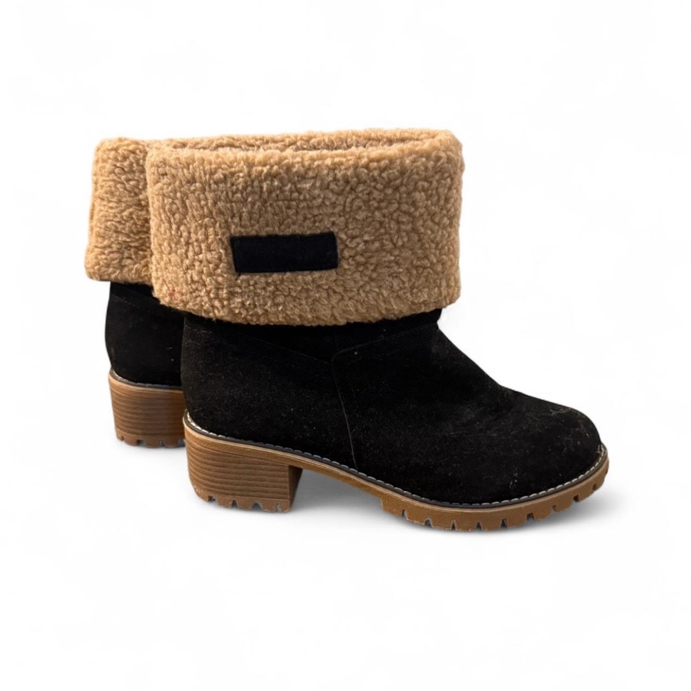 Black and Tan Suede Ankle Boots